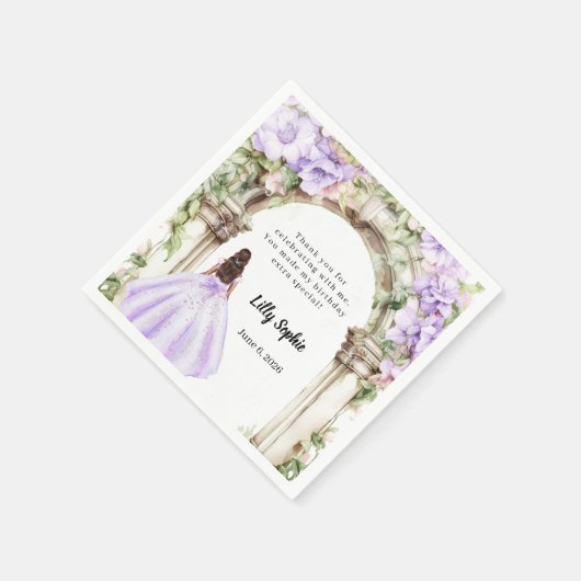 Lavendel bloemen boog jurk verjaardag servet (Hoek)