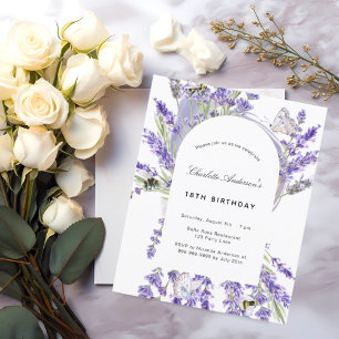 Lavendel bloemen boog uitnodiging