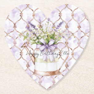 Lavendel Bloemen Boog Verjaardag Kartonnen Onderzetters