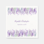 Lavendel Bloemen Botanische Groene Bruiloft Servet (Voorkant)