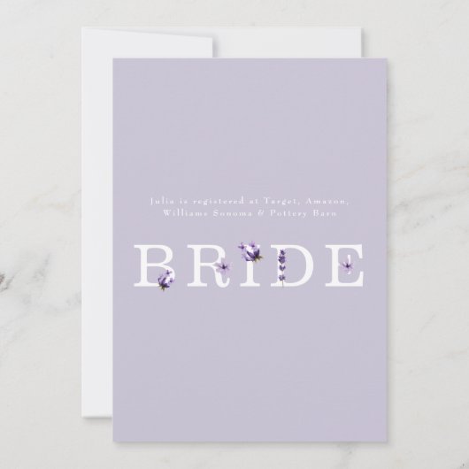 Lavendel Bloemen Bruids Douche Uitnodiging II (Achterkant)