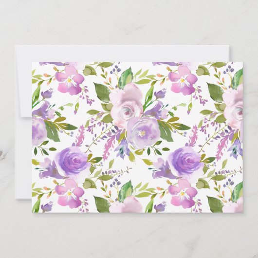 Lavendel Bloemen Bruids Douche Uitnodigingen (Achterkant)