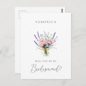  Lavendel Bloemen Bruidsmeisje Voorstel Briefkaart (Voorkant / Achterkant)