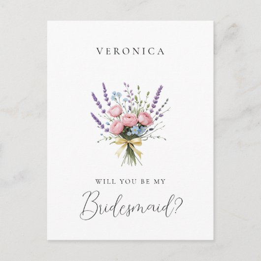  Lavendel Bloemen Bruidsmeisje Voorstel Briefkaart (Voorkant)
