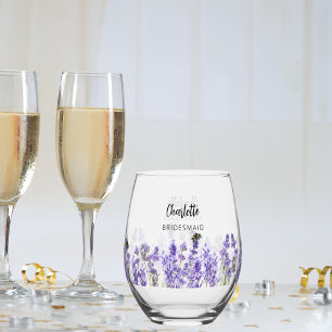 Lavendel bloemen bruidsmeisje wijnglas zonder voet