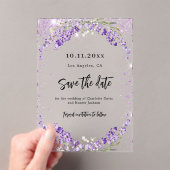 Lavendel bloemen bruiloft Save the Date kaart Acryl Uitnodigingen (Insitu (Draagbaar))