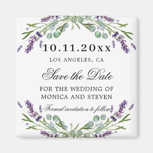 Lavendel bloemen bruiloft Save the Date magneet (Voorkant)