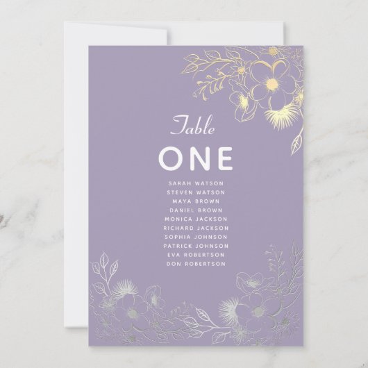 Lavendel Bloemen Bruiloft Zitkaarten (Achterkant)