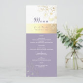 Lavendel Bloemen Bruiloftsmenu Menu (Staand voorkant)