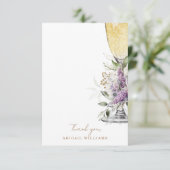Lavendel Bloemen Champagne Douche Bericht Dank u Bedankkaart (Staand voorkant)
