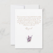 Lavendel Bloemen Champagne Douche Bericht Dank u Bedankkaart (Achterkant)