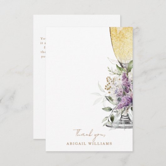 Lavendel Bloemen Champagne Douche Bericht Dank u Bedankkaart (Voorkant / Achterkant)