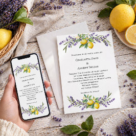 Lavendel bloemen citroenen bruiloft  kaart