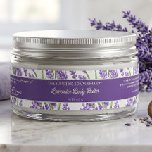 Lavendel Bloemen Cosmetica Pot Label