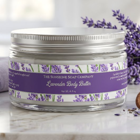 Lavendel Bloemen Cosmetica Pot Label