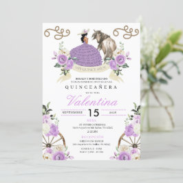 Lavendel Bloemen Cowgirl Western Quinceañera Kaart