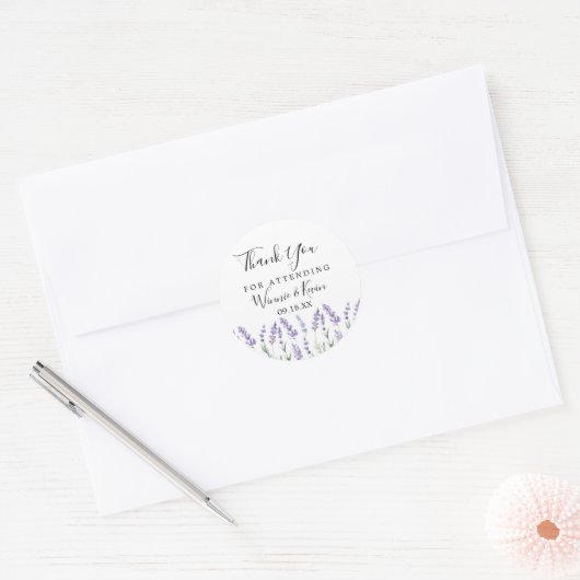 Lavendel Bloemen Dank u Stickers (Envelop)
