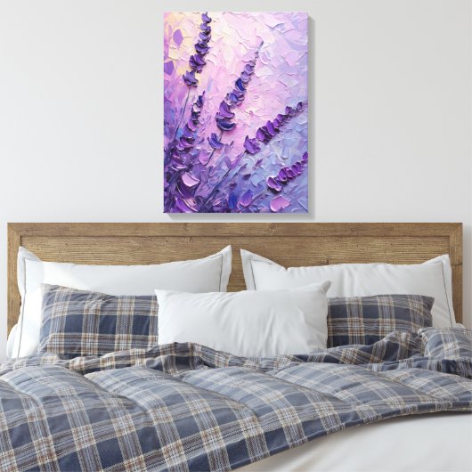 Lavendel Bloemen Elegant Olieverfschilderij Canvas Afdruk (Insitu (Slaapkamer))