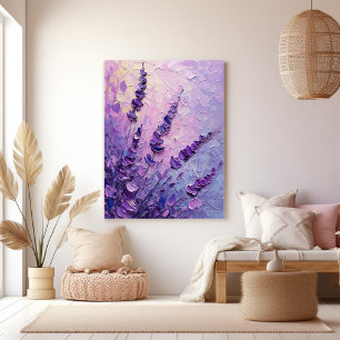 Lavendel Bloemen Elegante Olie Schildering Canvas Afdruk