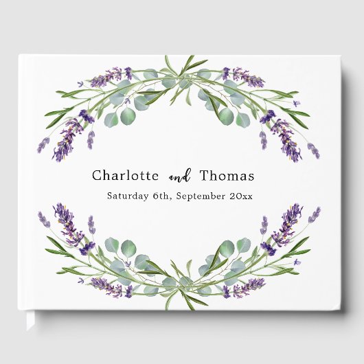 Lavendel bloemen eucalyptus bruiloft gastenboek (Voorkant)