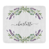 Lavendel bloemen eucalyptus groen naam snijplank (Voorkant)