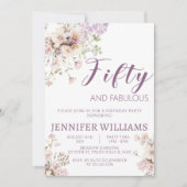 Lavendel bloemen Fabulous vijftig 50ste verjaardag Kaart (Voorkant)