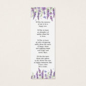 Lavendel Bloemen Foto Begrafenis Gedenkteken Bladw Mini Visitekaartjes (Achterkant)