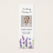 Lavendel Bloemen Foto Begrafenis Gedenkteken Bladw Mini Visitekaartjes (Voorkant)