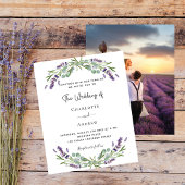 Lavendel bloemen foto budget bruiloft uitnodiging