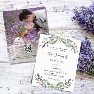 Lavendel bloemen foto QR RSVP budget bruiloft