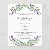 Lavendel bloemen foto QR RSVP budget bruiloft (Voorkant)