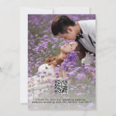 Lavendel bloemen foto QR RSVP luxe bruiloft Kaart (Achterkant)