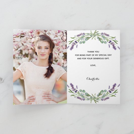 Lavendel bloemen foto Vrijgezellenfeest dank u Kaart (Binnen)