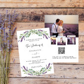Lavendel bloemen fotocollage QR RSVP bruiloft Kaart