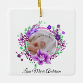 Lavendel Bloemen Geboorte Detail Foto Herdenkingst Keramisch Ornament