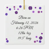 Lavendel Bloemen Geboortedetail Foto Herdenkingsfo Keramisch Ornament (Achterkant)