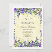 Lavendel Bloemen Geel 75ste Verjaardag Party Kaart (Voorkant)