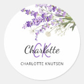 Lavendel bloemen gemerkt  ronde sticker (Voorkant)