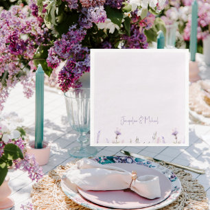 Lavendel Bloemen Gepersonaliseerde bruiloft Servet