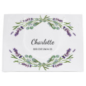 Lavendel bloemen groen bruidsmeisje groot cadeauzakje (Voorkant)