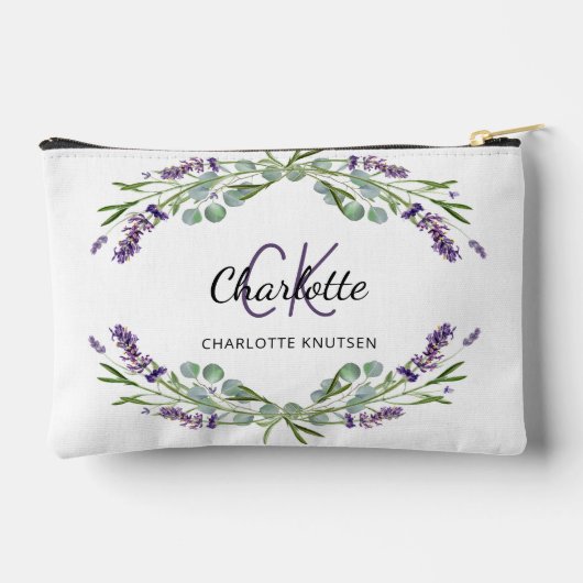 Lavendel bloemen groen naam monogram etui (Achterkant)