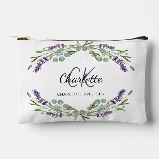 Lavendel bloemen groen naam monogram etui (Voorkant)