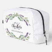 Lavendel bloemen groen naam monogram toilettasje (Rechterhoek)