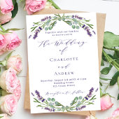 Lavendel bloemen groen paarse script bruiloft kaart