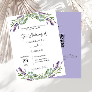 Lavendel bloemen groen QR code RSVP bruiloft Kaart