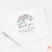 Lavendel bloemen gunst dank u. Paarse bruiloft Ronde Sticker (Envelop)