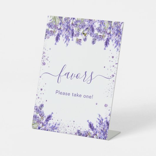 Lavendel bloemen gunst teken reclamebord met voetstuk (Voorkant)