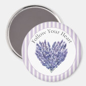 Lavendel Bloemen Hart Strepen Magneet (Voorkant / Achterkant)