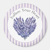 Lavendel Bloemen Hart Strepen Magneet (Voorkant)