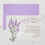 Lavendel bloemen, harten op hout Verlovingsfeest Kaart (Voorkant / Achterkant)